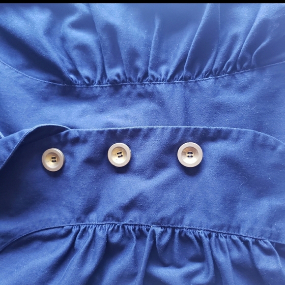 Navy Blue and Gold I.Q. Authentic Brand Button Blazer size Small - Picture 8 of 16